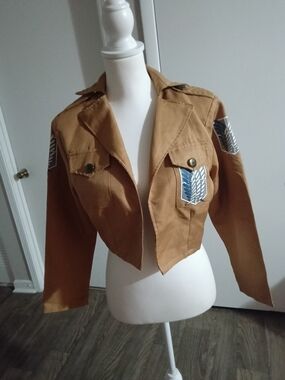 Cropped Brown Military Patch Jacket